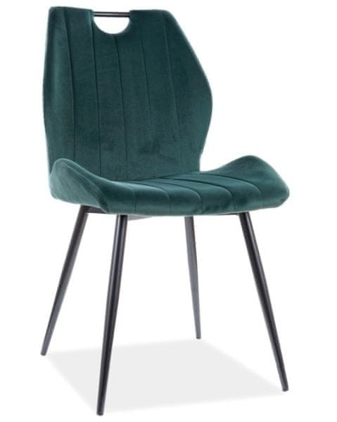 CASARREDO Jedálenská čalúnená stoličky CORA VEĽVET zelená / čierna